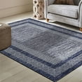 thumbnail image 4 of 8x10 Modern Rug Thin Washable Non-Slip Geometric Border Low Pile Foldable Soft Non-Shedding Indoor Accent Carpet Blue, 4 of 7