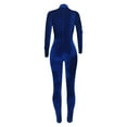 thumbnail image 3 of REALiKUN Bodycon Jumpsuit for Women Solid Color Zipper Mock Neck Long Sleeve Sexy Slim Fit Velvet Jumpsuits Rompers, 3 of 6