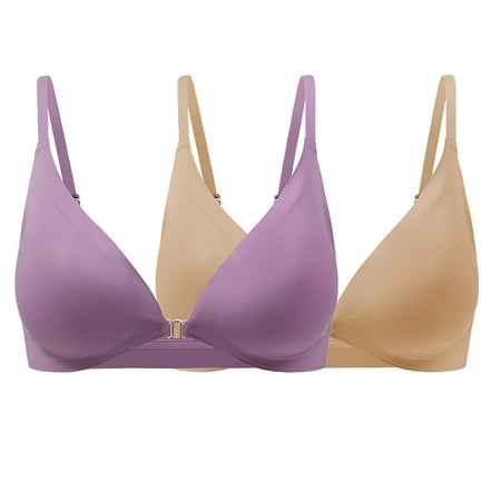 Clearance!Uooqdmx Bras for Women Sexy Lingerie for Women Sexy Bralette Comfort Full Coverage Bra Front Close V Wireless Adjustable Bras Women s Lingerie  Sleep & Lounge Gold(2PC) M