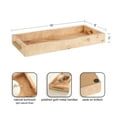 thumbnail image 6 of Kate and Laurel Burlock Modern Decorative Burlwood Rectangle Tray with Handles, 8 x 19, Natural Wood and Gold, Transitional Rectangular Tray for Use as Entryway Tray Decor or Ottoman Serving Tray, 6 of 11
