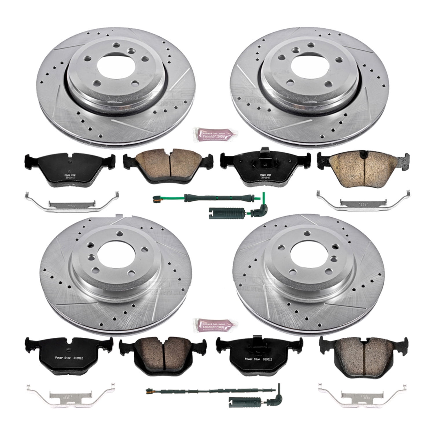 Power Stop Front and Rear Ceramic Brake Pad and Drilled & Slotted Rotor Kit K5728