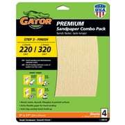 Gator Premium 9"x 11"Multi-Surface 220/320 Grit Sanding Sheets, 4 Count