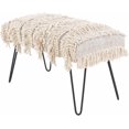 thumbnail image 2 of Hauteloom Tugbong Entrway Bench, Bedroom Bench - Cotton - Cream, White, Off White - Tassel - 18" x 32" x 16", 2 of 10