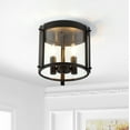 thumbnail image 2 of SAFAVIEH Binsor 12 in. Industrial 3-Light Orb Metal Mount Light with Cream Shade, 2 of 11