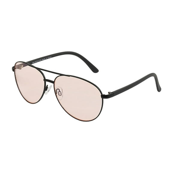 Aray Matte Black Aviator Night Driving Glasses Sunglasses in Rose Lens Unisex Adult.