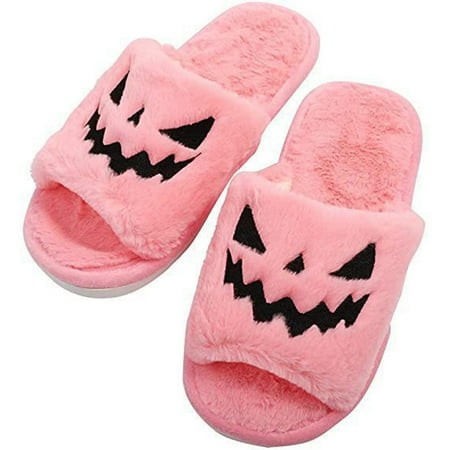 

Soft Plush Cozy Open Toe Women Slippers Keep Warm Ladies Cotton Slippers for Father Mother Daughter Friends 39 Pink