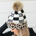 thumbnail image 3 of CC Cabin Cozy Leopard Plaid Beanie, 3 of 7
