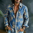 thumbnail image 2 of Mens Vintage Floral Lapel Long Sleeve Shirt, Soft Button Down Blouse, Retro Street Travel Casual Men Shirt, 2 of 5