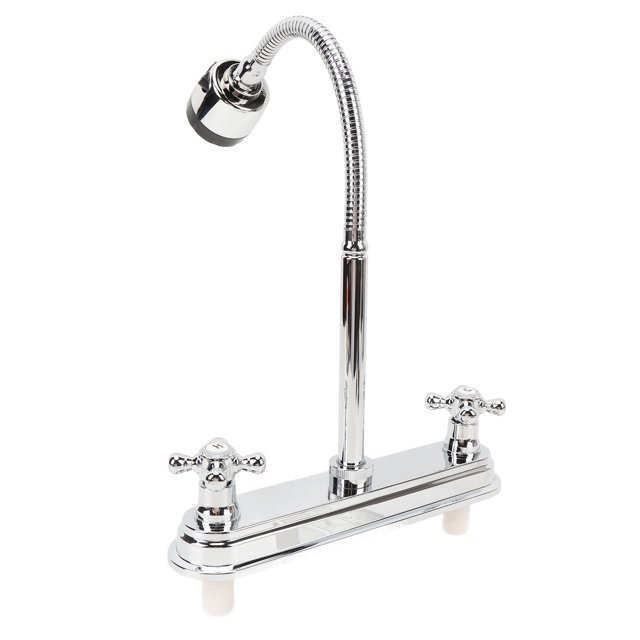 Robinet de Cuisine pour VR, Robinet de Cuisine pour Roulottes avec Pulvérisateur Rotatif à 360 Degrés Plaqué Chrome pour Voyage