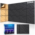 thumbnail image 1 of Paneles de pared insonorizados BSHEAD, paquete de 8, 30 x 30 x 1,2 cm, color negro, 1 of 7