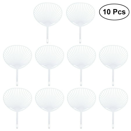 

10pcs Japanese Fan Uchiwa DIY Kit Hand-held Fan Framework for DIY Crafts (White)