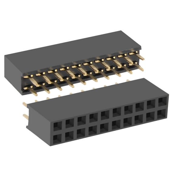 50Pcs 2.54mm Pitch 2x10-Pin Dual Row Straight Connector Female Pin Header Strip