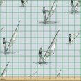 thumbnail image 2 of Ambesonne Pastel Fabric by the Yard Upholstery, Man Doing Windsurfing Motif, 1 Yard, Pale Blue Grey and White, 2 of 5