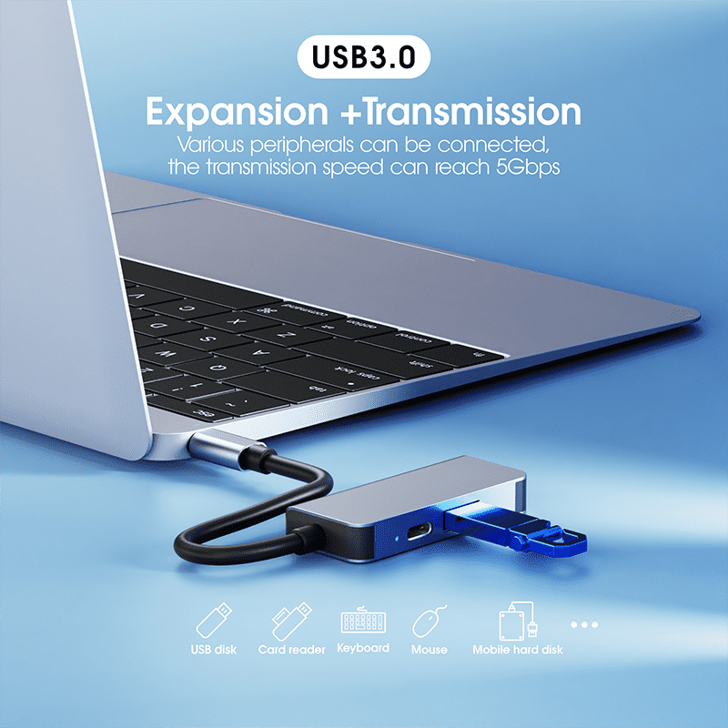 DOONJIEY 3 in 1 USB C Hub Type C to HDTV USB3.0 87W PD Ports Hub for Laptop Extender Adapter