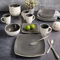 thumbnail image 2 of Gibson Elite Soho Lounge Square 16 Piece Stoneware Dinnerware Set, Grey/White, 2 of 5