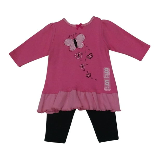 Bon Bebe Bon Bebe Baby Girls Fuchsia Butterfly Applique Stretchy Pants Outfit Walmart Com Walmart Com