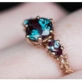 thumbnail image 2 of Vintage Alexandrite ring minimalist vintage round Alexandrite engagement ring Three stone ring rose gold silver for women promise ring gift., 2 of 2