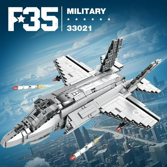 Military fighter building set, F-35 Lightning Joint Strike fighter Army toy (more than 1,600 pieces)