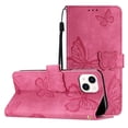 thumbnail image 1 of Compatible avec iPhone 14 Plus Étui Papillon Embossée avec Portefeuille et Support, 1 of 5