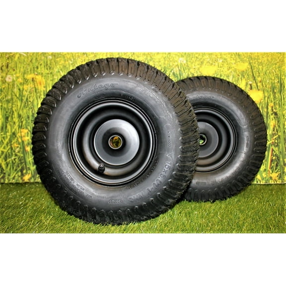 Antego (Set of 2) Matte Black Universal Fit 15x6.00-6 Tires & Wheels 4 Ply for Lawn Mower
