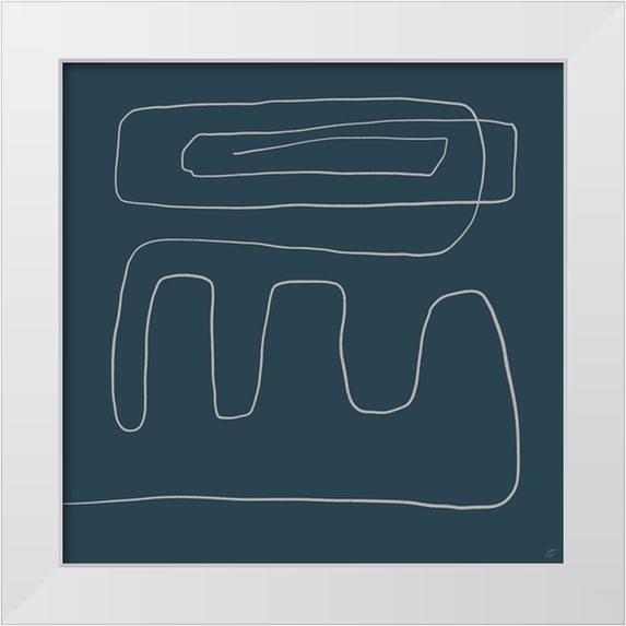 Lee, Judson 20x20 White Modern Wood Framed Museum Art Print Titled - Mod Lines on Blue II