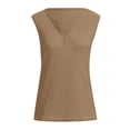 thumbnail image 4 of RYRJJ Womens Tank Tops V Neck Waffle Knit Summer Casual Solid Sleeveless Loose Tee Shirts Soft Comfy Loose Tunics Blouses Vest(02#Brown,L), 4 of 5
