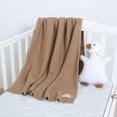 thumbnail image 4 of YIXPOH Organic Ribbed Baby Swaddle Blanket - 100% Soft Cotton Knit for Boys Girls Stroller Cuddle Blanket for Newborns Khaki, 4 of 8