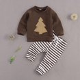 thumbnail image 3 of Citgeett-Conjunto de otoño de 0 a 24M para niños y niñas, conjunto de pantalones a rayas con cintura elástica y parte superior del árbol de Navidad de manga larga con cordones, 3 of 3