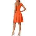 thumbnail image 3 of Vestido de fiesta A-Line con tirante asimétrico y lazo para mujer INSPIRE CHIC, con bolsillos, color naranja, talla M, 3 of 6