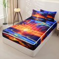 thumbnail image 2 of jejeloiu Tropical Sunset Zipper Full Size Comforter Sets with Fitted Sheet and 2 Pillowcases For Girls,Beach Palm Print Zipper Bedding Set,Multicolor,Black Reversible,4 Pieces, 2 of 7