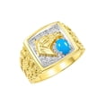 thumbnail image 4 of RYLOS Men's Rings 14K Yellow Gold Rings Lucky Nugget Horse Head 6X4MM Oval Gemstone & Diamond Ring Turquoise December Birthstone Rings For Men Size 11, 4 of 7