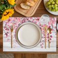 thumbnail image 4 of Pink Eucalyptus Leaves Placemats Set of 6, Summer Botanical Farmhouse Rustic Wood Placemats for Dining Table, Place Mats for Kitchen Tabletop, Waterproof Wipeable Dining Table Mats Set, 4 of 9