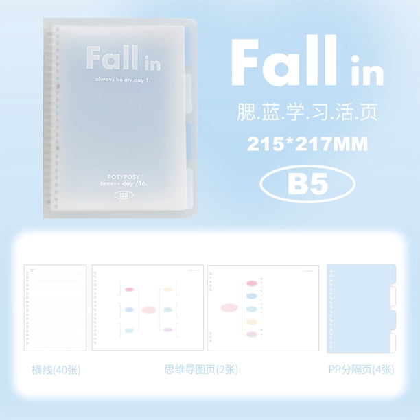 Cuaderno De Hojas Sueltas Lindo cuaderno de hojas sueltas de 40 páginas Rejilla horizontal extraíble Suministros de oficina