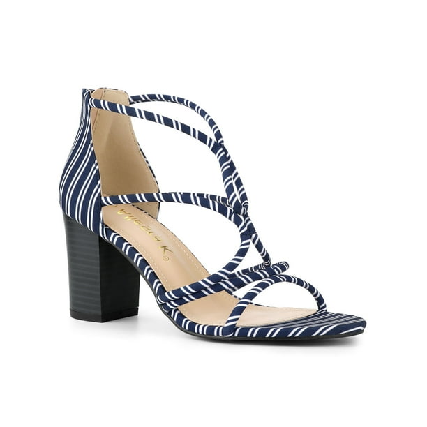 Allegra K - Allegra K Women's Strappy Heel Block Heel Sandals Navy Blue ...