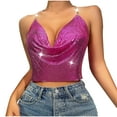 thumbnail image 1 of Tauxra Women's Sequin Halter Top Open Back Polyester Blouse For Night Out Club Party, 1 of 9