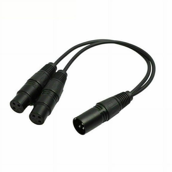 XLR Male Plug to Dual 2 Female Jack Y Splitter Mic DJ Cable Adaptor 16 AWG 3-Pin