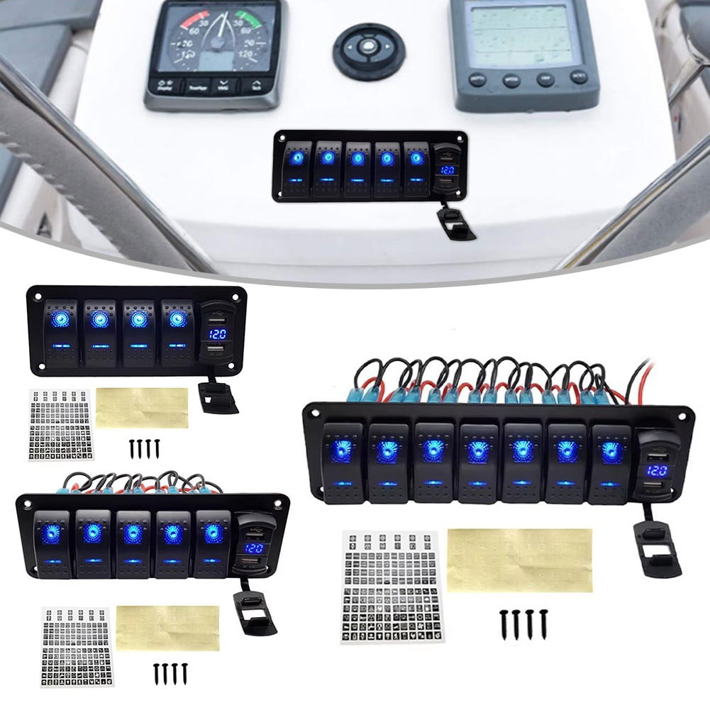 CENL Waterproof 5 6 8 Gang Rocker Switch Panel LED Light For Car Marine Boat 12V 24V
