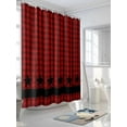 thumbnail image 5 of Red Black Plaid Waterproof Fabric Shower Curtain, Country Vintage Star Abstract Gingham Shower Curtain for Bathroom Curtains Bathtubs Hotel Washable Shower Curtains with 12 Hooks Small 36x72in, 5 of 6