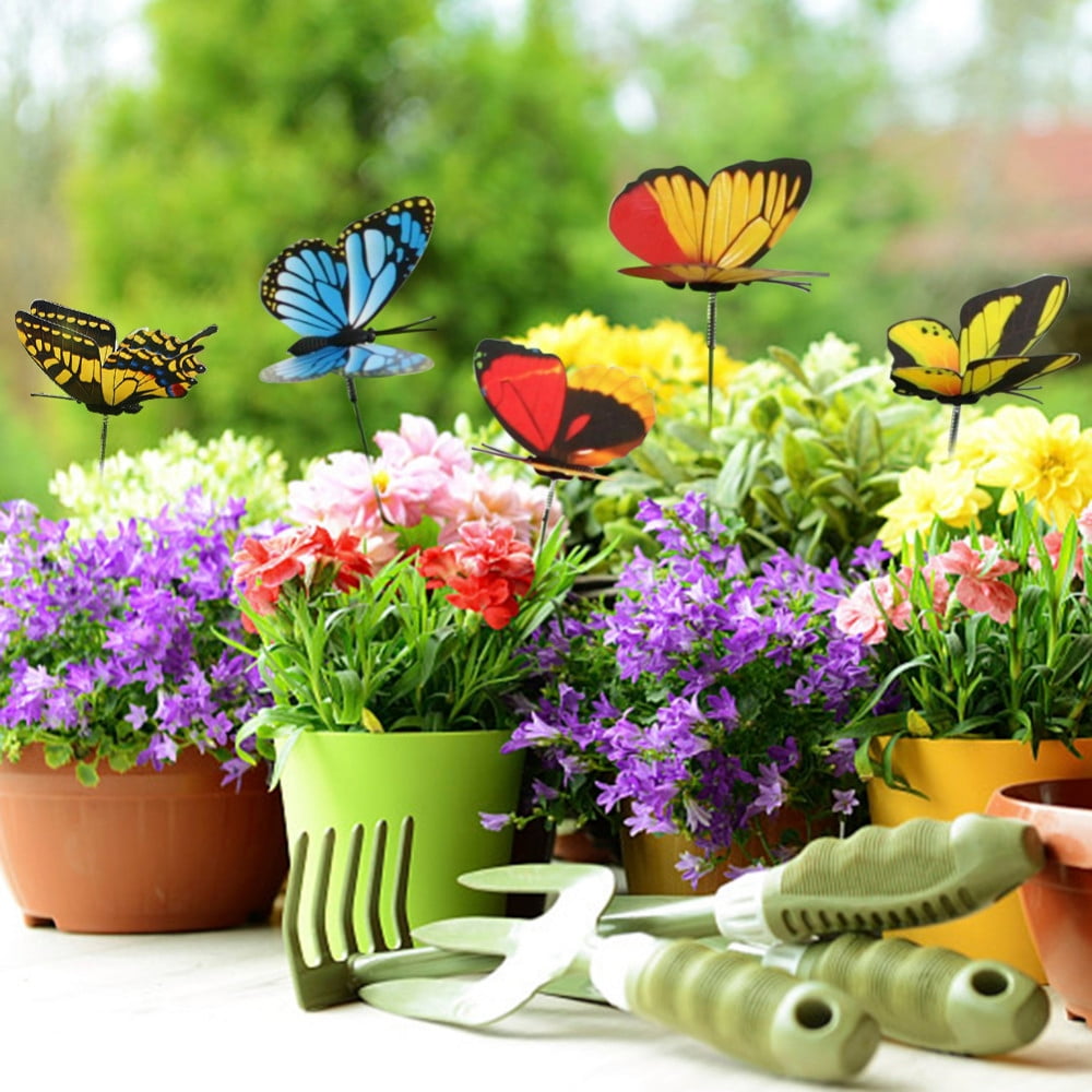 10pcs Butterflies Garden Yard Planter Colorful Outdoor Decor Flower Po-WG