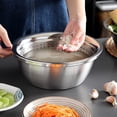thumbnail image 7 of sunsanly 1 Set Multifunctional Drain Basin Food Grade Stainless Steel Colander Strainer Set 3 in 1 Cheese Grater with Container Salad Maker Bowl Drain Basin Rice Rinser, 7 of 7