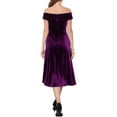 thumbnail image 3 of INSPIRE CHIC Women's Velvet Dress Off the Shoulder Vintage Cocktail Evening A-Line Dresses L Purple, 3 of 6