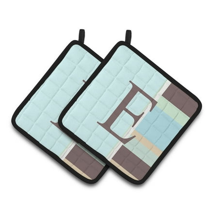 

Carolines Treasures CJ1003-EPTHD Letter E Initial Monogram - Blue Stripes Pair of Pot Holders 7.5HX7.5W multicolor