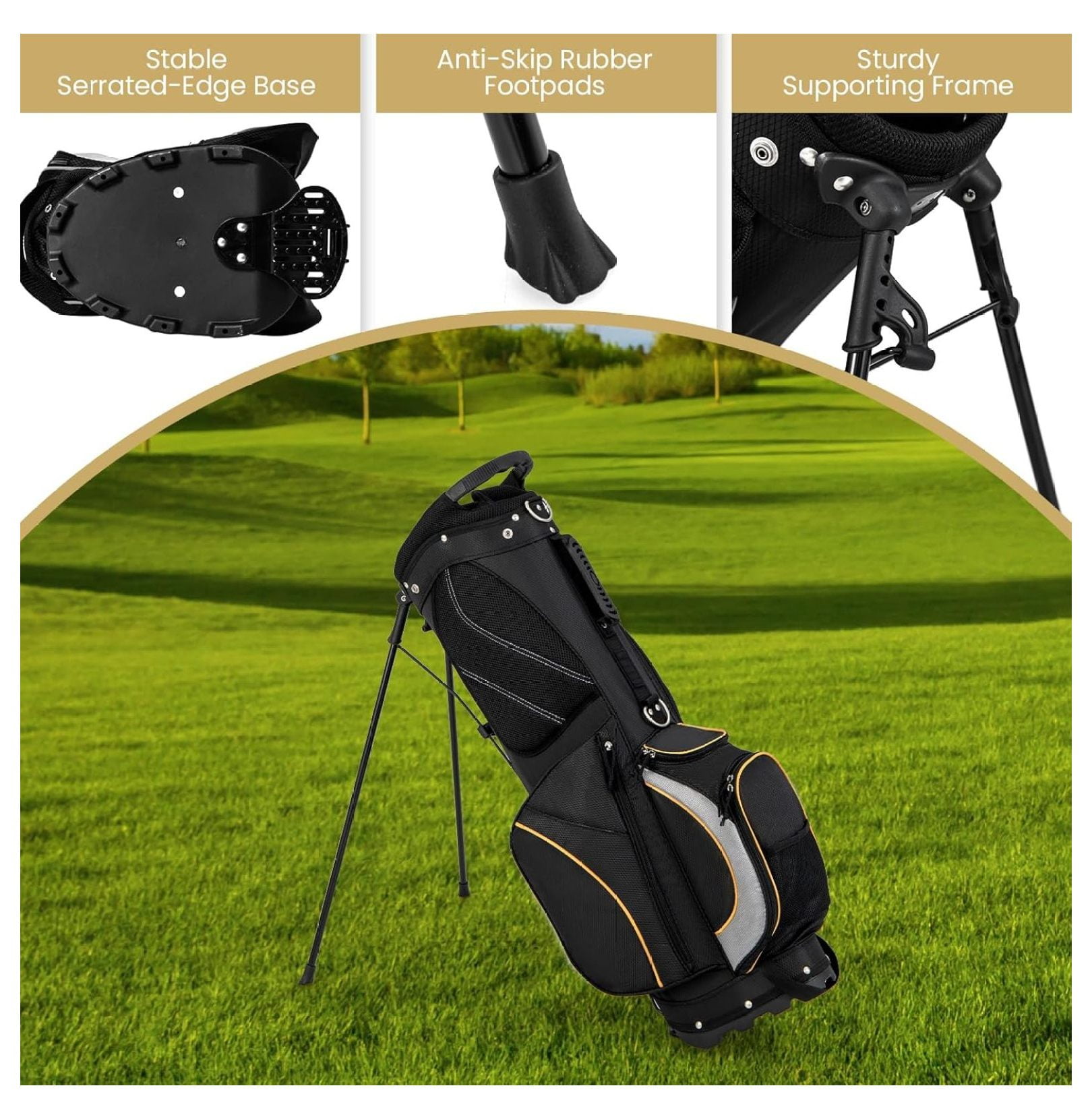Lightweight Golf Stand Bag with 8 Way Top Dividers and Cooler Pockets