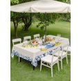 thumbnail image 4 of Outdoor Tablecloth with Umbrella Hole for Patio/Picnic/Party/Camping, Summer Lemons Waterproof Table Cloth Rectangle Table Cover Washable, Farmhouse Fruit Blue Geometric Beige Linen (60"x 120"), 4 of 9