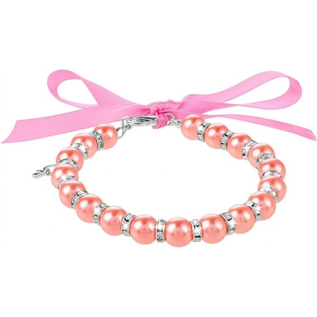 Dog Cat Pearl Collar Necklace  Adjustable Pet Jewelry with Rhinestones