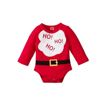

Sunisery Newborn Infant Kids Baby Girls Christmas Playsuit Short Long Sleeve Round Neck Romper Red Long Sleeve 12-18 Months