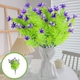 thumbnail image 4 of Artificial Lilies Flowers - Green Plastic Fake Lilies Bouquet - 35cm/13.78in Realistic Simulation Flowers for Home Garden Office Decor | Indoor Outdoor Holiday Decoration, 4 of 6