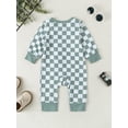 thumbnail image 5 of Gzhioc Baby Girl Boy Checkerboard Romper Round Neck Long Sleeve Full Length Zipper Jumpsuit for Fall, 5 of 9