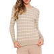 thumbnail image 2 of Suéter Casual INSPIRE CHIC para Mujer, de Cuello Redondo, Rayas, Diseño Hueco, Tendencia Otoño Invierno, Color Beige, 2 of 5