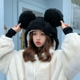 thumbnail image 6 of Ksopiavobs Faux Fur Hat with Bear Ear for Women Girls Cute Winter Hat Fuzzy Furry Bomber Hat Ear Cover Warm, 6 of 7